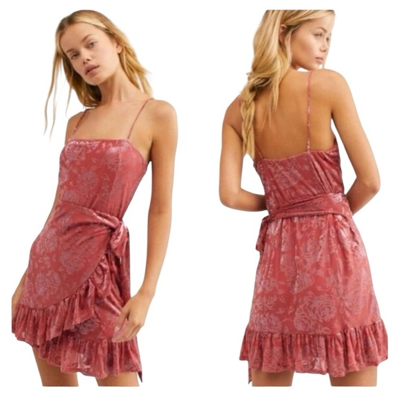 Free People Intimately Olivia Velvet Dress in Dusty Rose - Picture 1 of 7